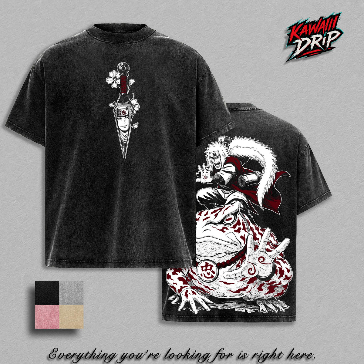 Jiraiya Naruto Sage Mode Anime Vintage Washed Tee