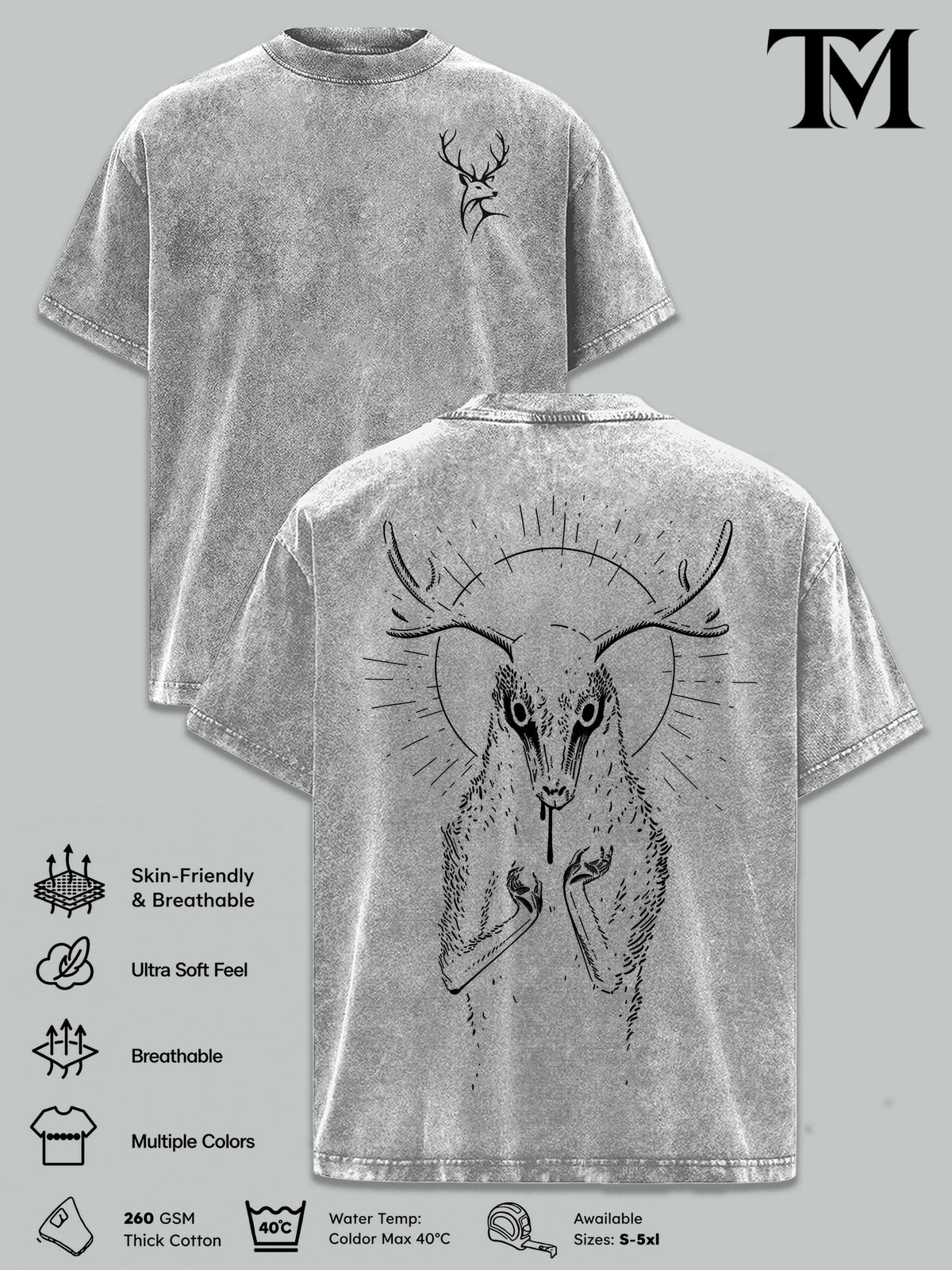 The Lich Adventure Time Vintage Washed Oversized T-Shirt, Double Printed Dark Fantasy Graphic Tee, Heavyweight Cotton Cartoon Streetwear