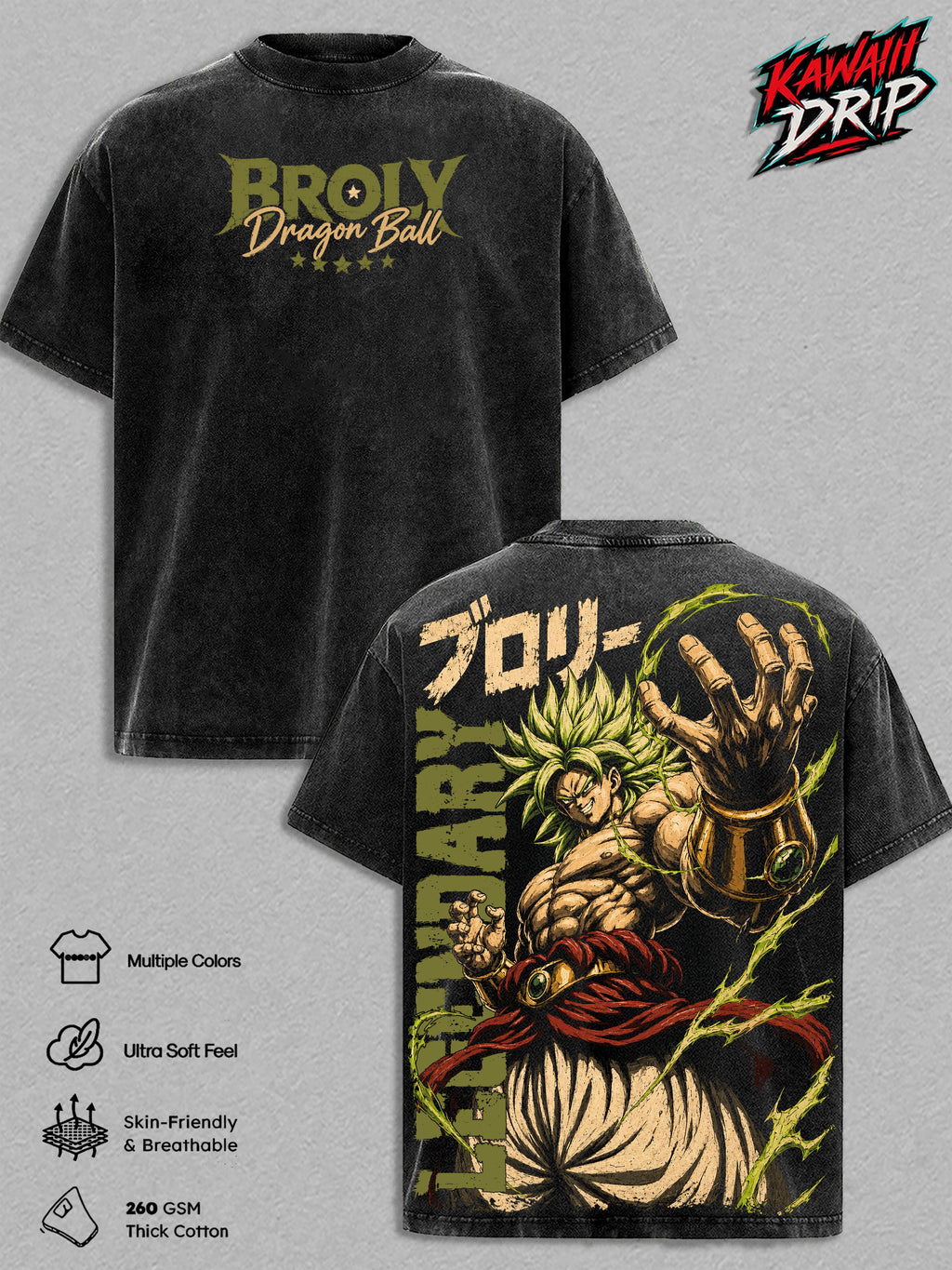 Broly Legendary Super Saiyan DBZ Anime Vintage Washed Tee