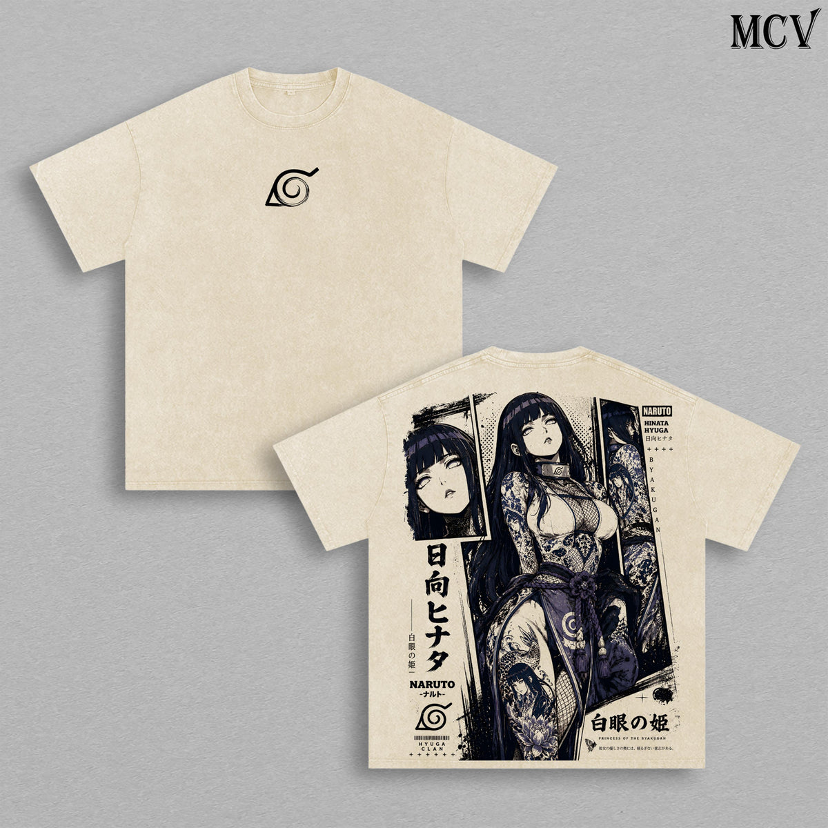 Hinata Hyuga Naruto Byakugan Princess Hyuga Clan Anime Vintage Washed Tee