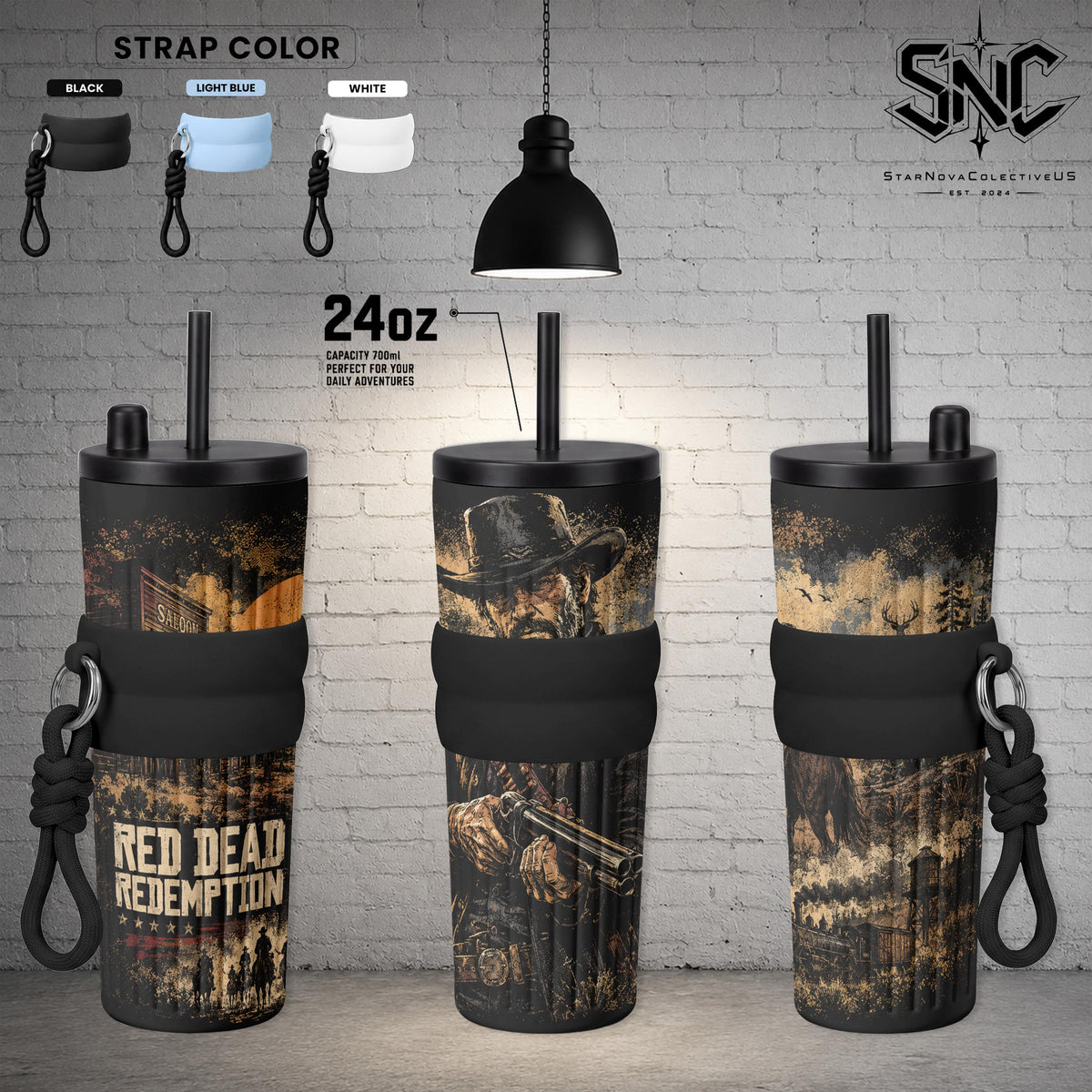 Vintage RDR2 Arthur Morgan Silhouette Tumbler 17oz 24oz 30oz