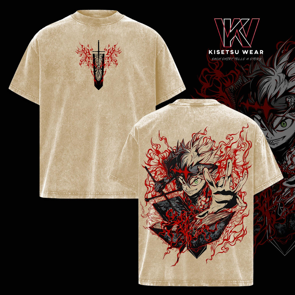 Asta Demon Form Black Clover Anime Vintage Washed Tee
