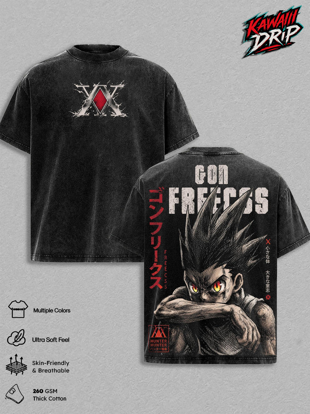 Gon Freecss Hunter x Hunter Anime Vintage Washed Tee