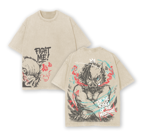 ''I'm the King of the Mountain'' Inosuke - Demon Slayer Anime Washed T-Shirt