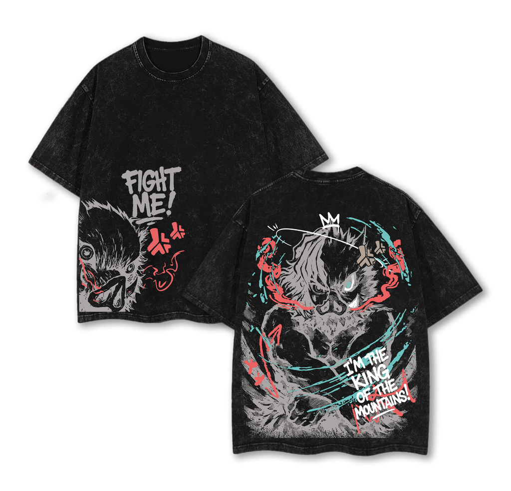 ''I'm the King of the Mountain'' Inosuke - Demon Slayer Anime Washed T-Shirt