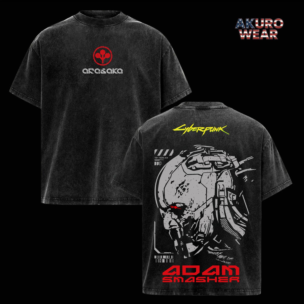 Adam Smasher Cyberpunk 2077 Edgerunners Anime Vintage Washed Tee