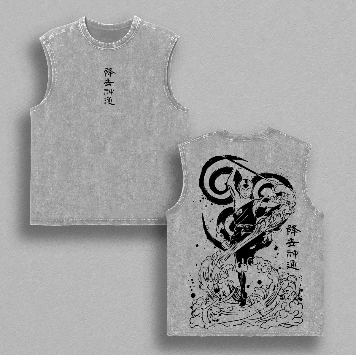 Aang Avatar Anime Graphics Tee – T-shirt Washed Design Shirt, Double Printed Oversize Unisex Streetwear, Urban Outfit for Fans of Animated Legends