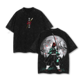 Tanjiro Kamado Kimetsu no Yaiba Washed Oversized Graphic Shirt