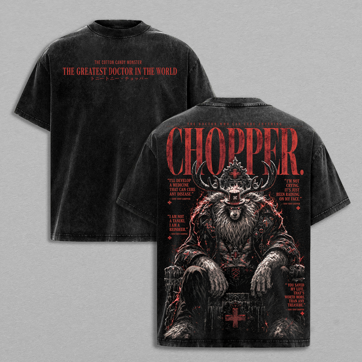 Tony Chopper Straw Hat Pirates Doctor Anime Vintage Washed Tee