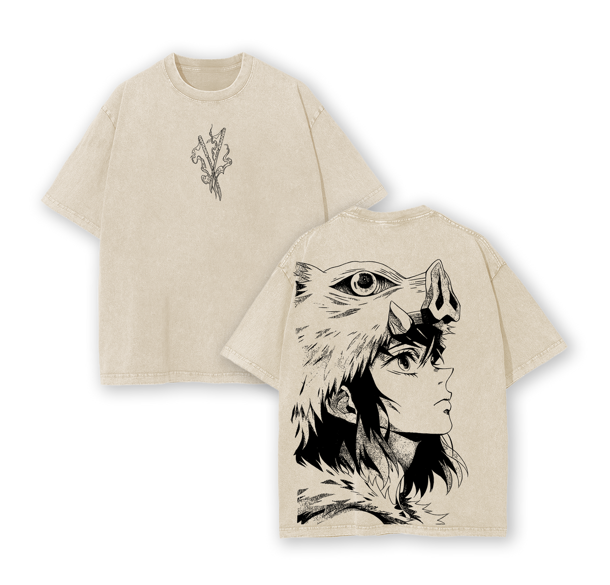 Inosuke Demon Slayer Anime Vintage Washed Tee