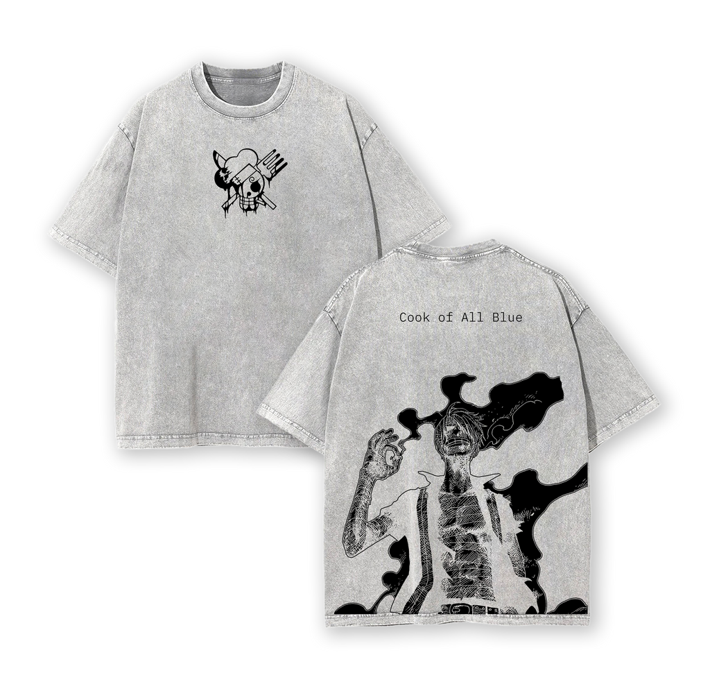 Sanji Cook of All Blue Tee | One Piece Oversized Washed Tshirt | Straw Hat Pirates Streetwear