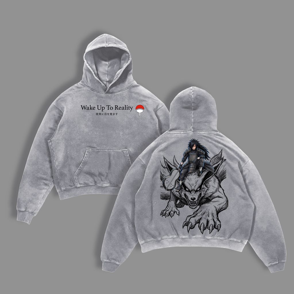 Madara Uchiha Kurama Nine Tails Shirt Vintage Washed | Naruto Dark Anime Graphic Tee | Oversized Streetwear Shirt for Anime Fans