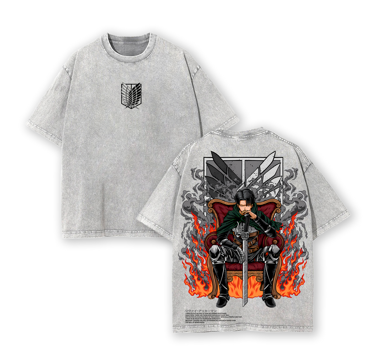 Attack on Titan Eren Vintage T-Shirt – Oversized Heavy Cotton, Epic Titan Graphic Top, Retro Anime Merch for Fans