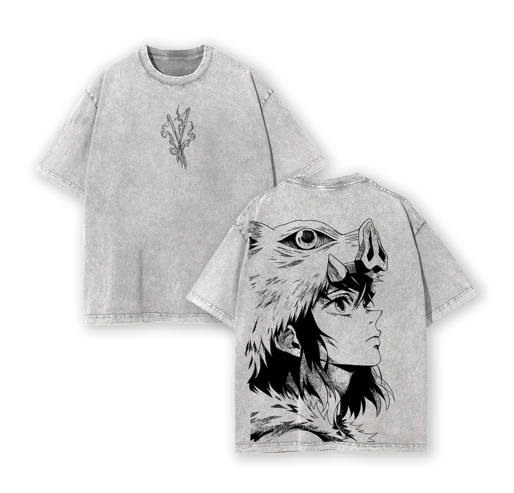 Inosuke Demon Slayer Anime Vintage Washed Tee