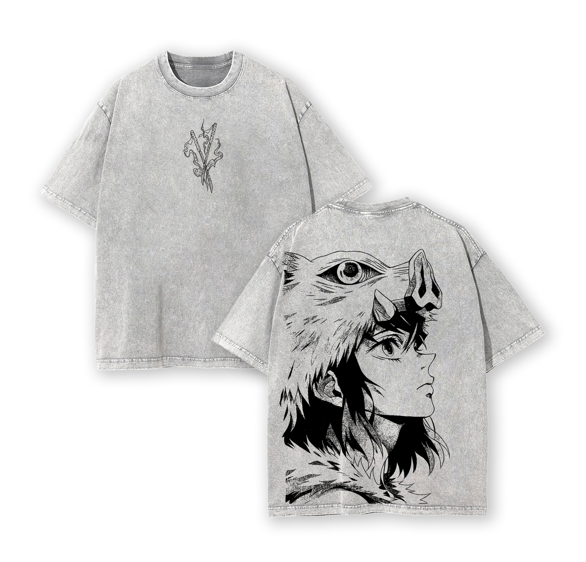 Inosuke Demon Slayer Anime Vintage Washed Tee