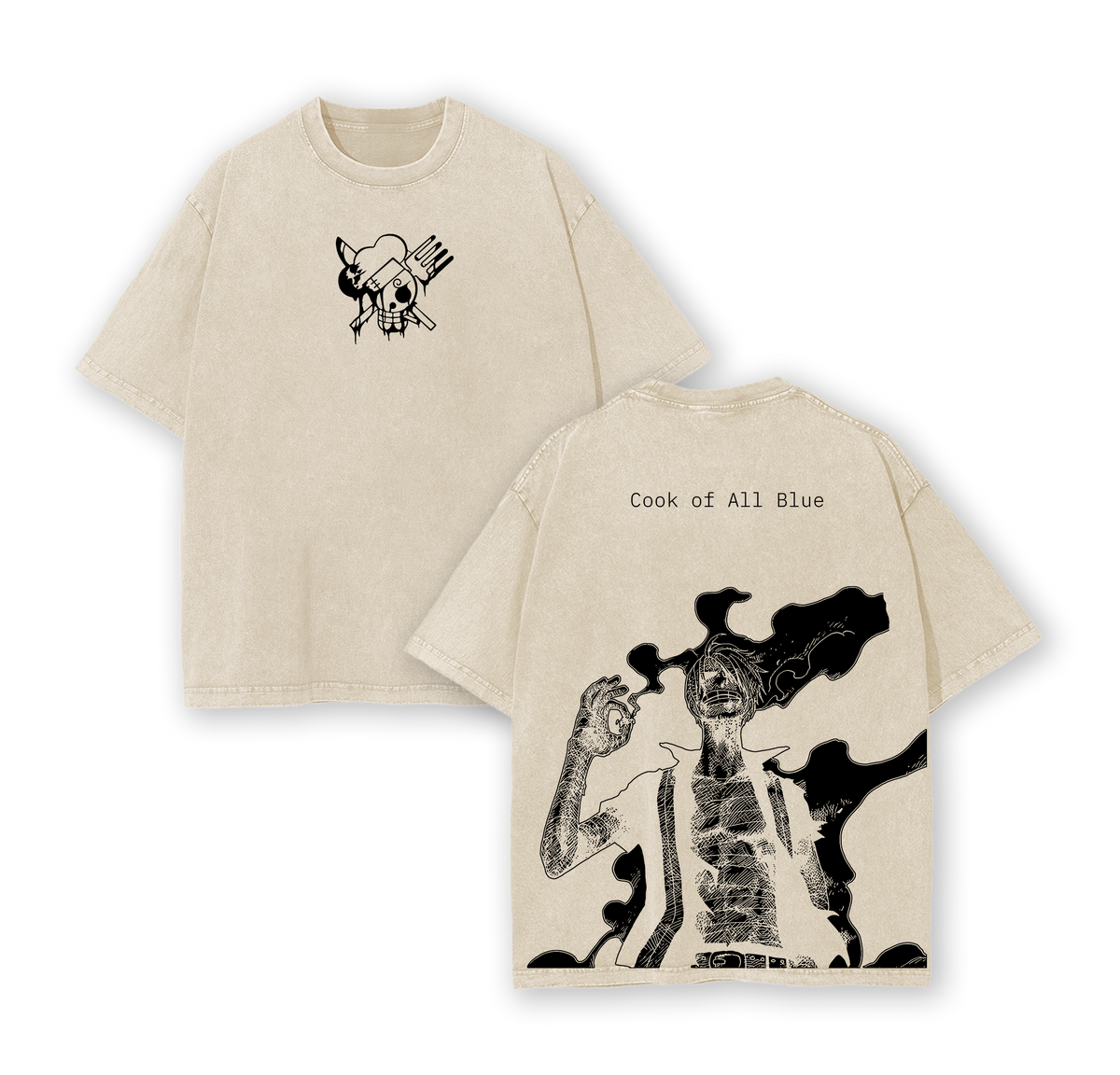 Sanji Cook of All Blue Tee | One Piece Oversized Washed Tshirt | Straw Hat Pirates Streetwear