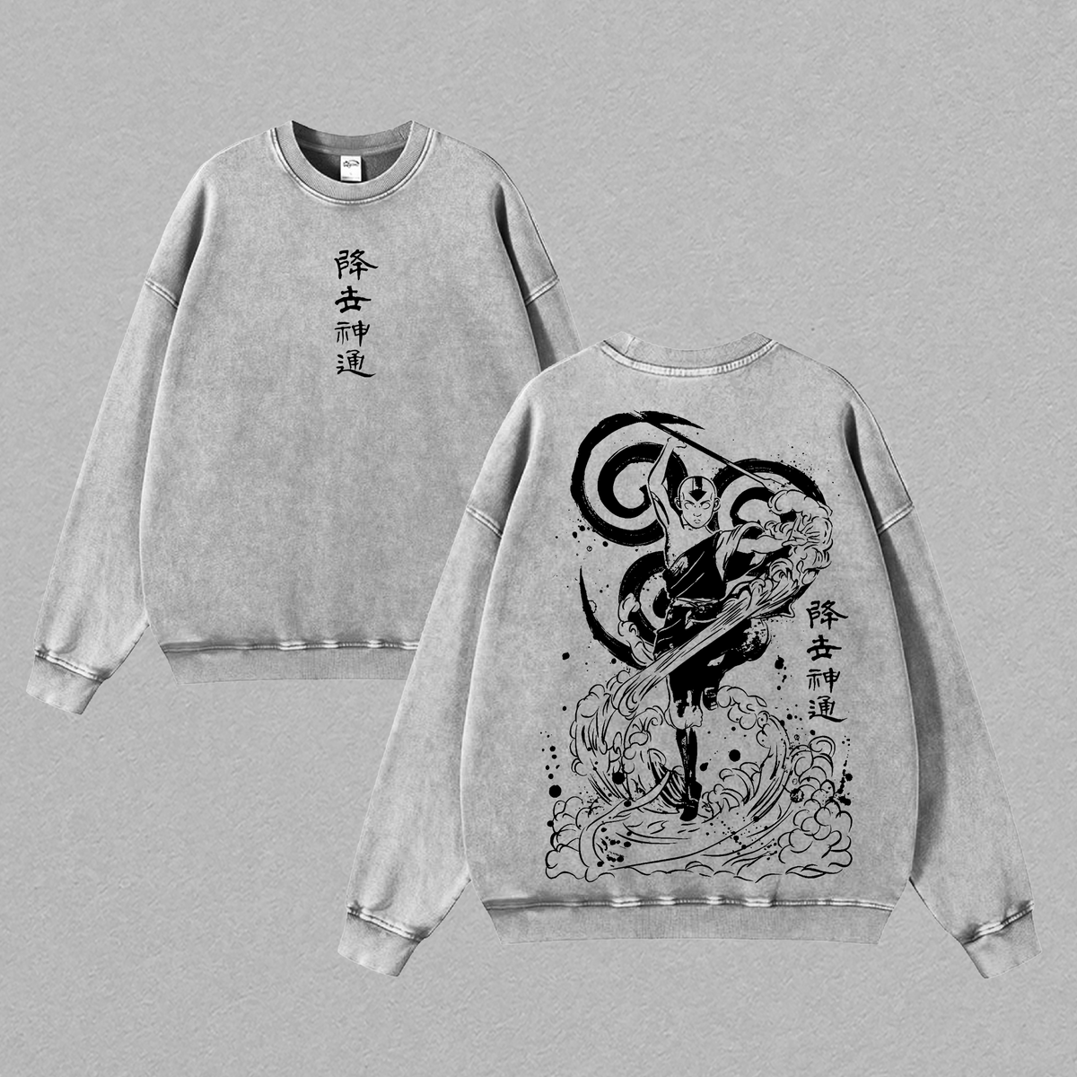 Aang Avatar Anime Graphics Tee – T-shirt Washed Design Shirt, Double Printed Oversize Unisex Streetwear, Urban Outfit for Fans of Animated Legends