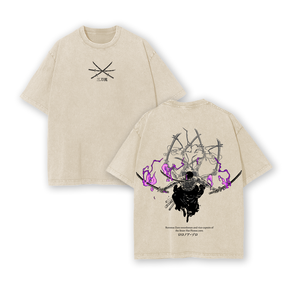 Roronoa Zoro One Piece Anime Vintage Washed Tee