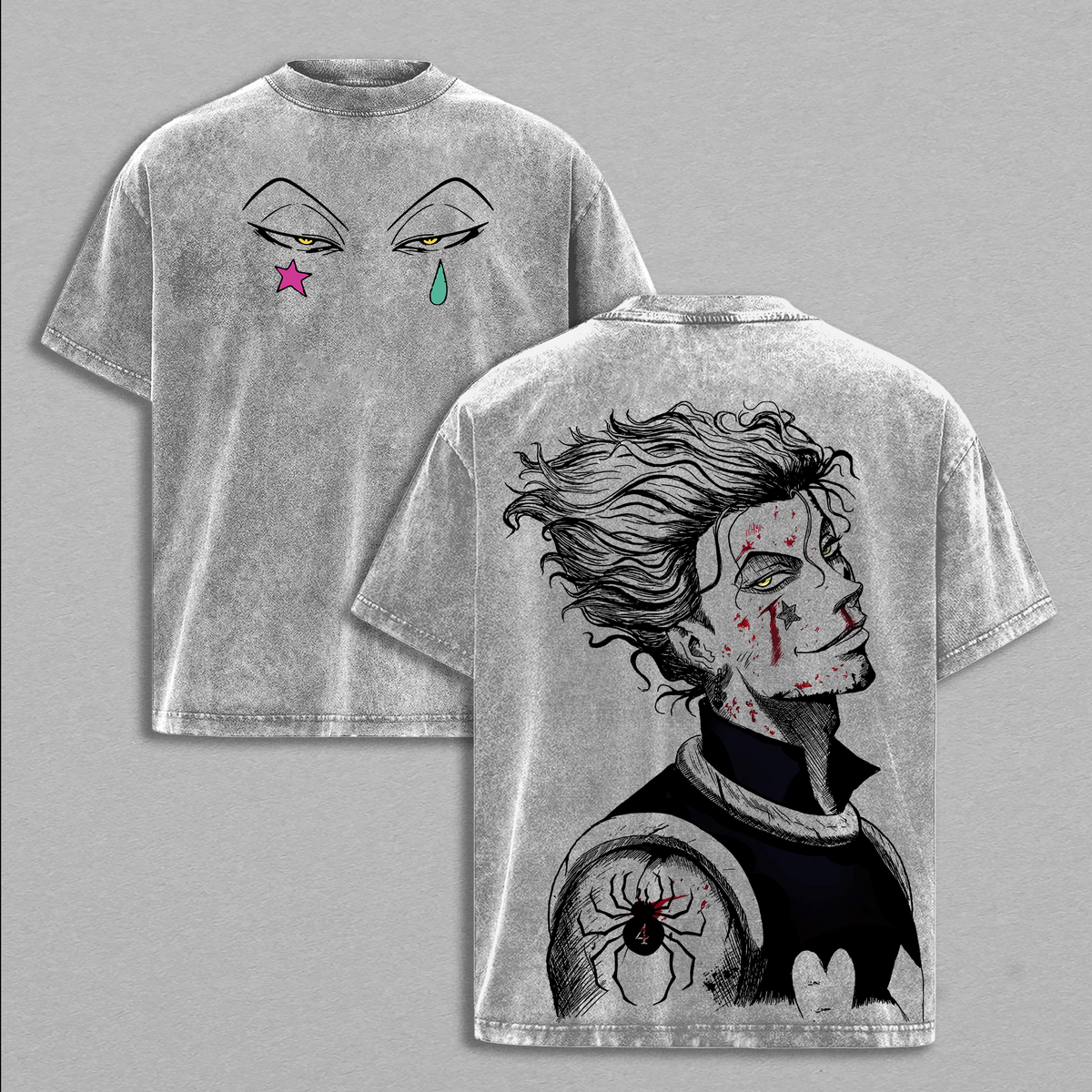 Hisoka Morow Hunter x Hunter Anime Double Printed Vintage Washed Tee