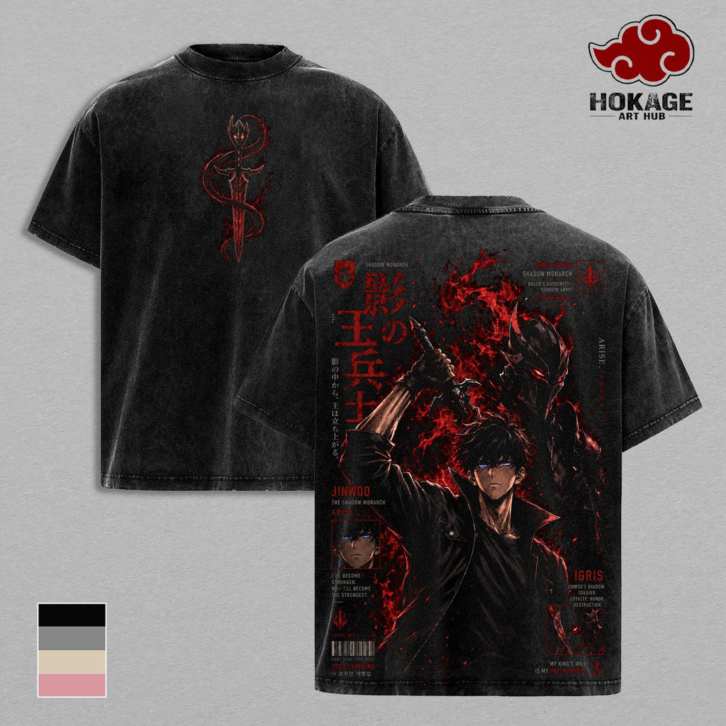 Sung Jinwoo Shadow Monarch Igris Solo Leveling Anime Vintage Tee