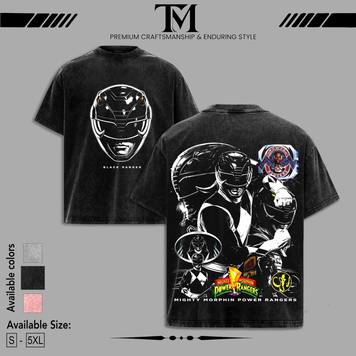 White Ranger Mighty Morphin Power Rangers Vintage Washed Tee