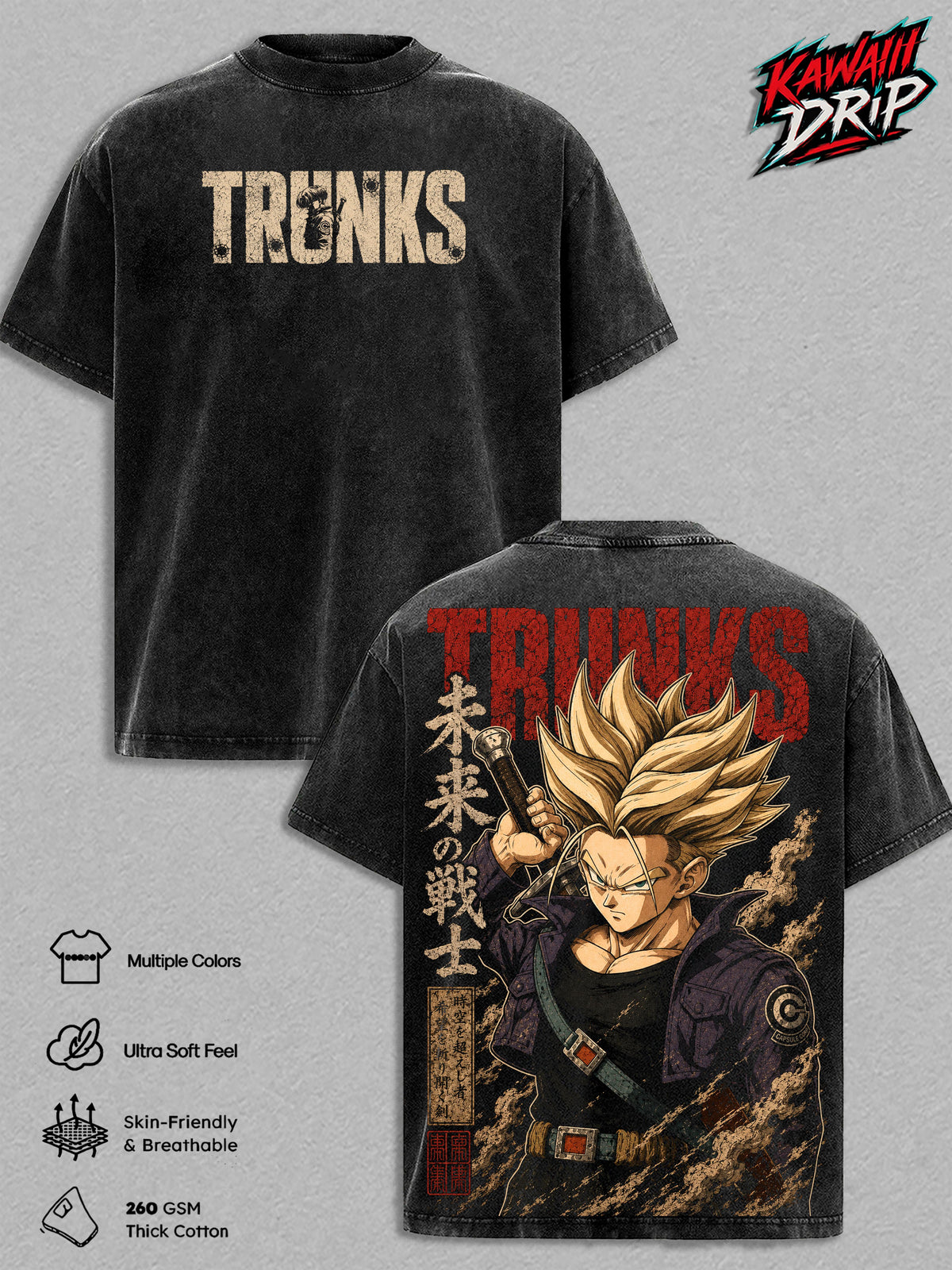 Future Trunks DBZ Anime Vintage Washed Tee