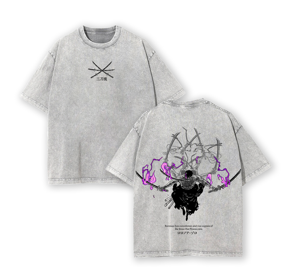 Roronoa Zoro One Piece Anime Vintage Washed Tee