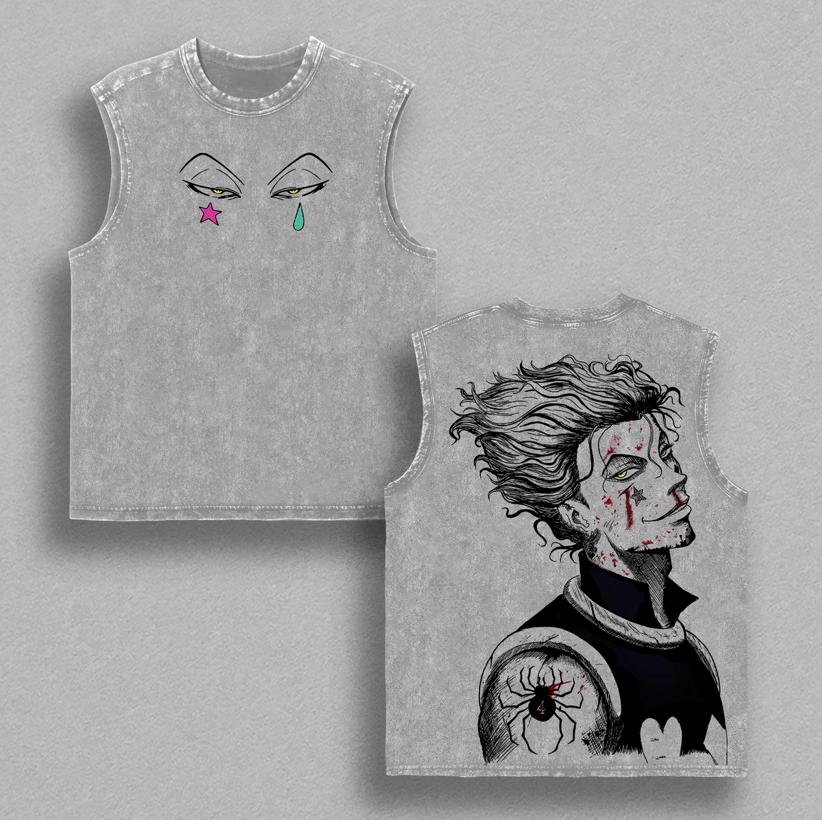 Hisoka Morow Hunter x Hunter Anime Double Printed Vintage Washed Tee