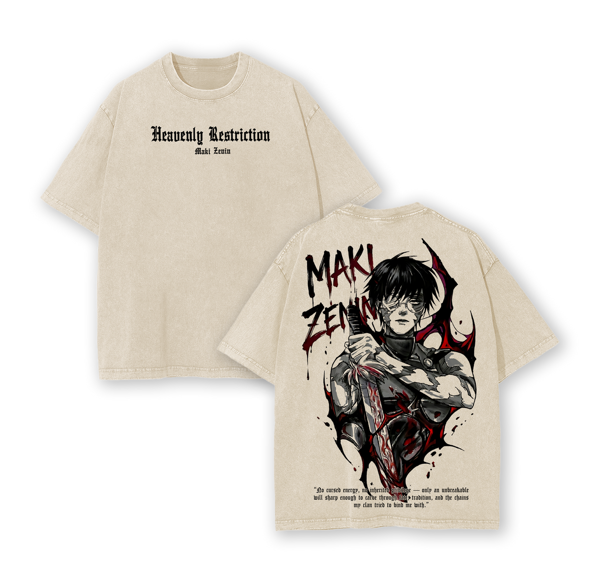 Maki Zenin Jujutsu Kaisen Anime Vintage Washed T-Shirt & Hoodie