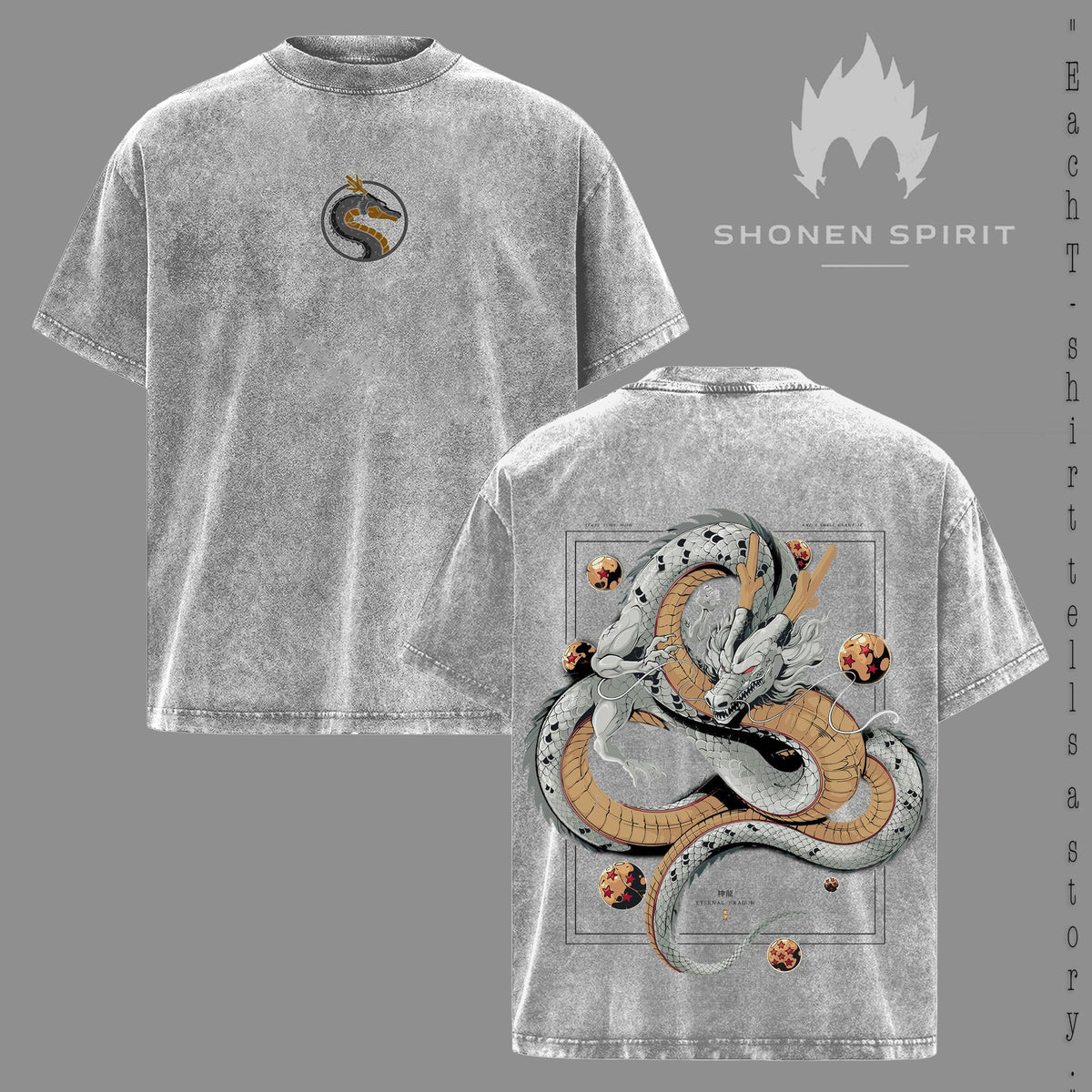 Eternal Dragon Legendary Dragon Spirit Anime Vintage Washed Tee