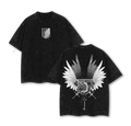 Retro Vintage Limited Wings Of Freedom Attack On Titan Anime Double Printed Washed Tee Unisex Oversize Anime Manga Washed Lightweight Cotton T-Shirt