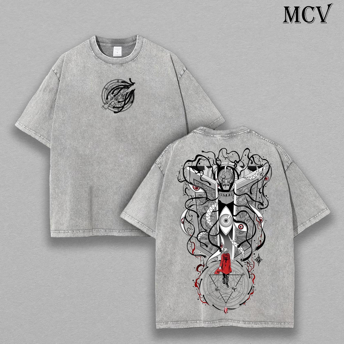Edward Elric Gate of Truth Shirt – Fullmetal Alchemist Oversized Washed Heavyweight Cotton Tee Menswear Soft