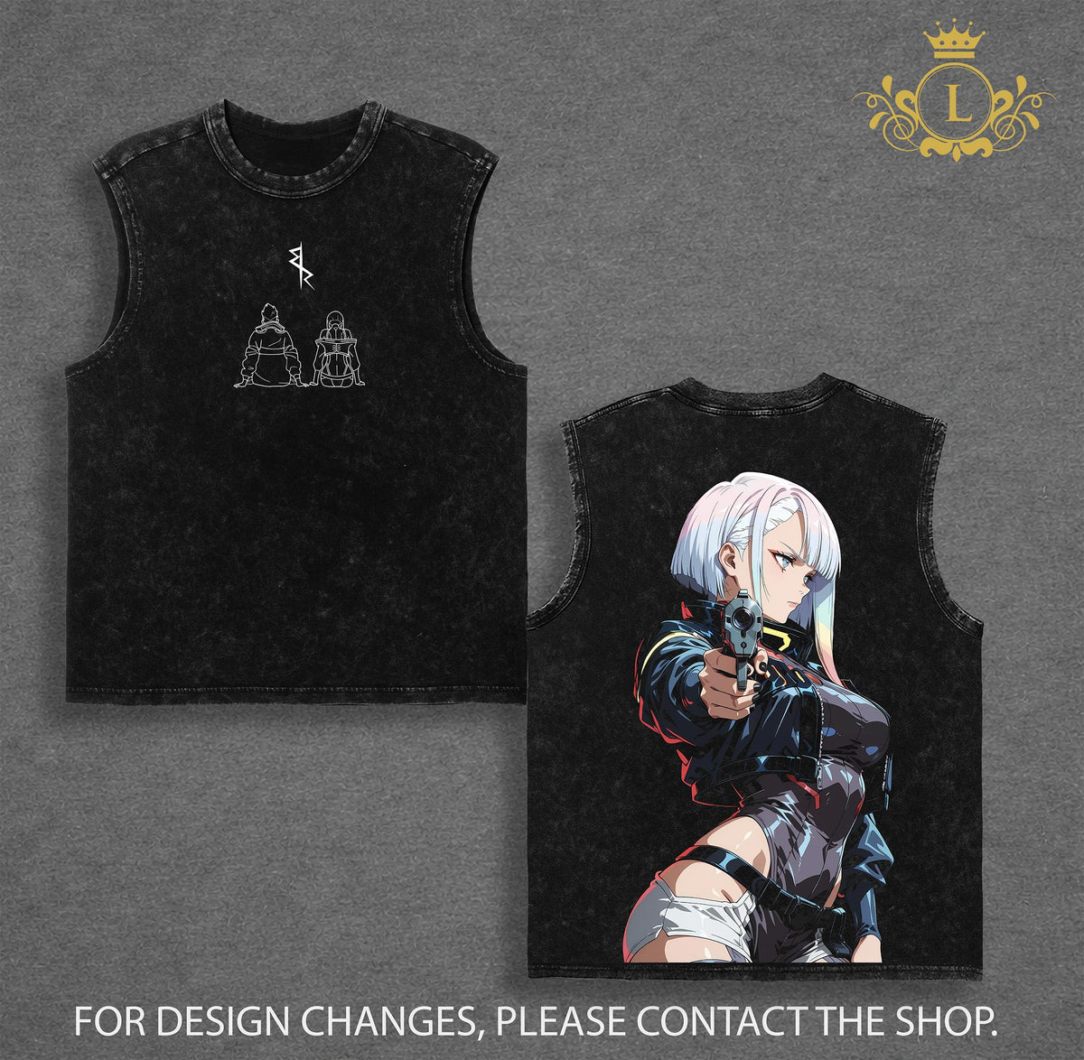 Cyberpunk Edgerunners. David Lucy Rebecca Anime Double Printed Vintage Washed Tee Unisex Oversize Anime Manga Washed Heavyweight Cotton T-shirt
