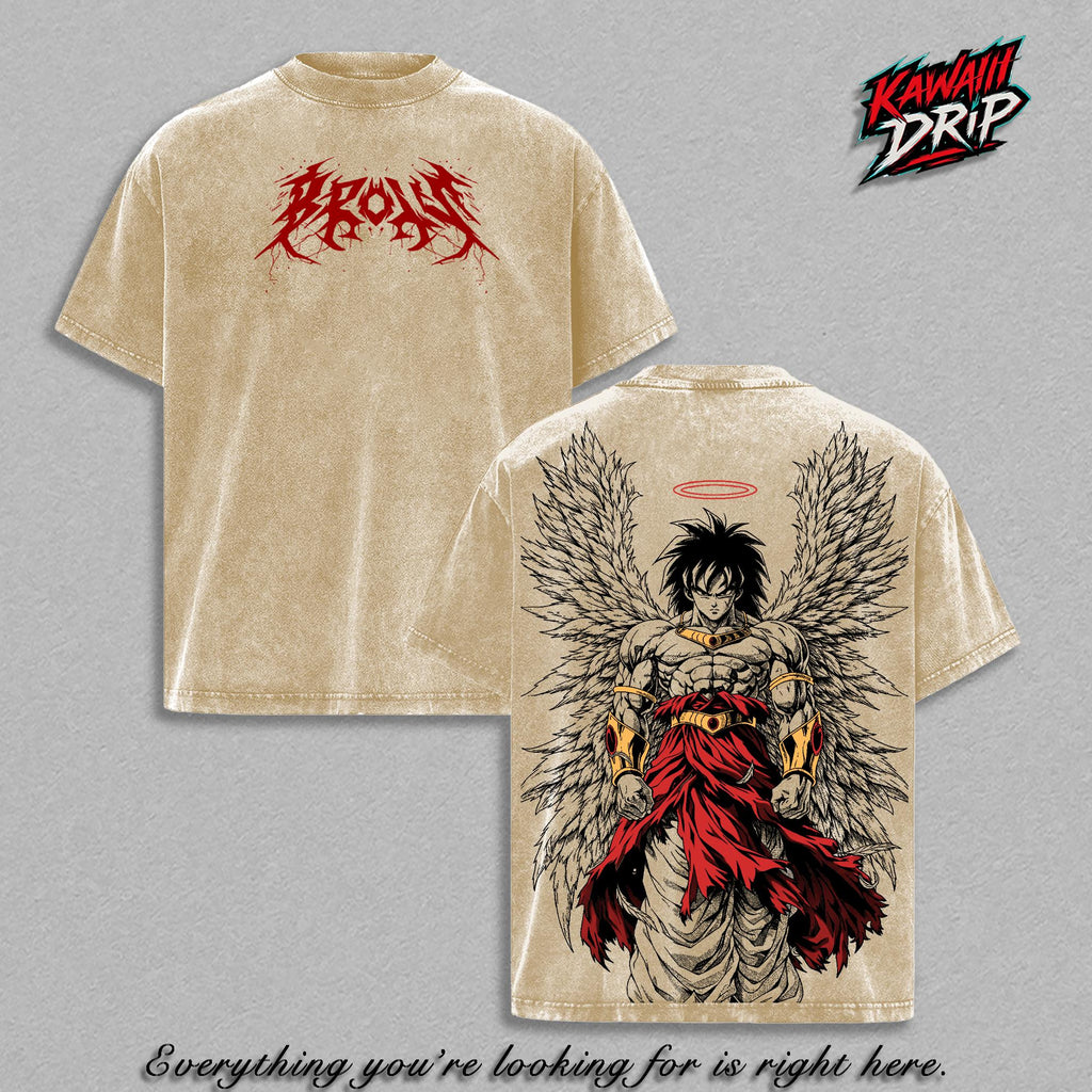 Legendary Super Saiyan Broly DBZ Angel Broly Anime Vintage Washed Tee