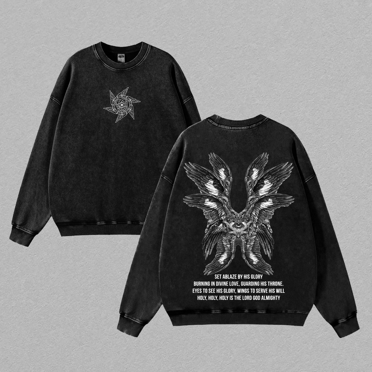 Seraphim Angel Set Ablaze by His Glory Christian Vintage Washed Tee