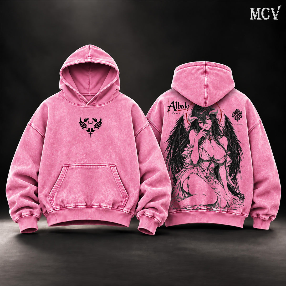 Albedo Overlord Anime Vintage Washed Hoodie