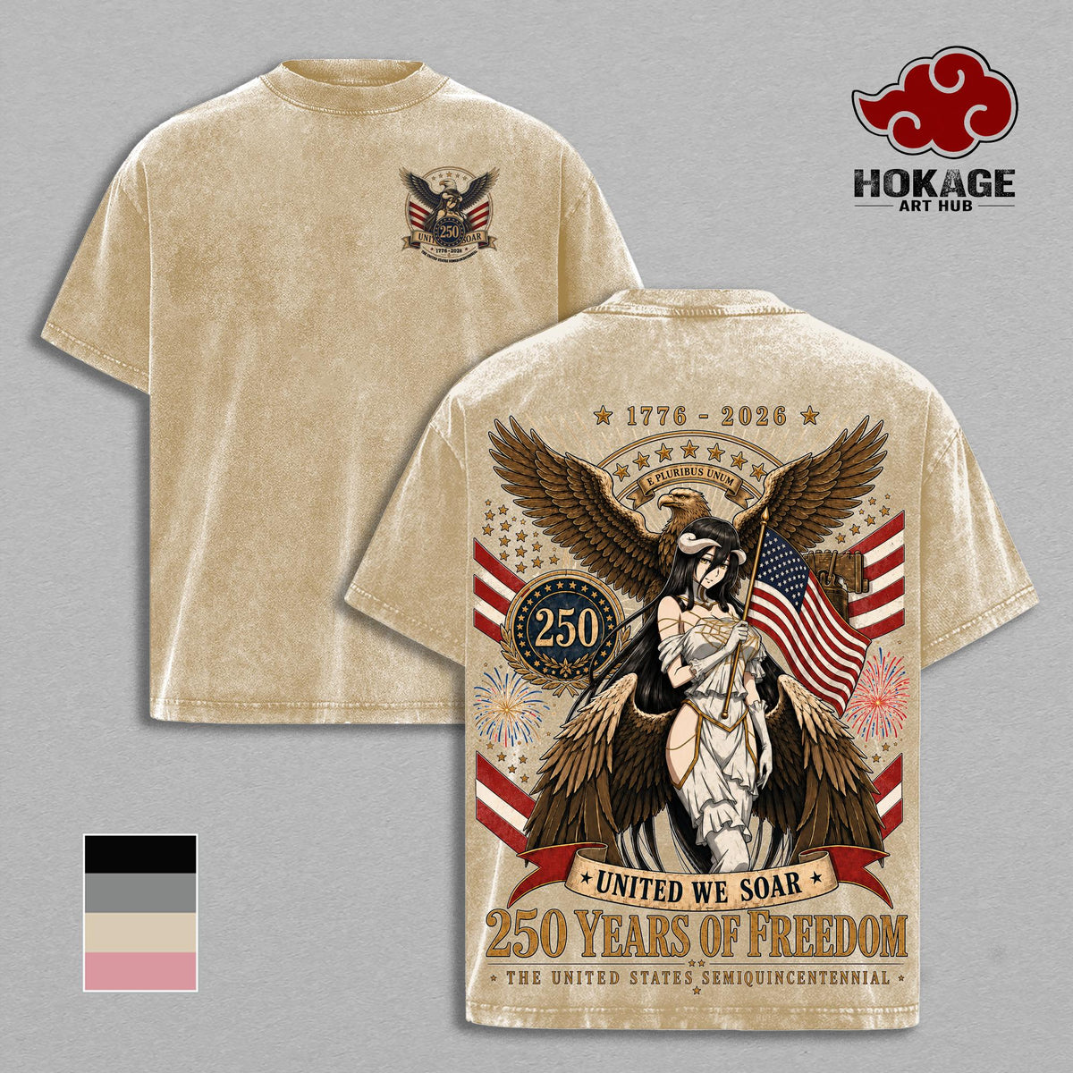 Albedo Overlord 250 Years Of Freedom Anime Vintage Washed Tee