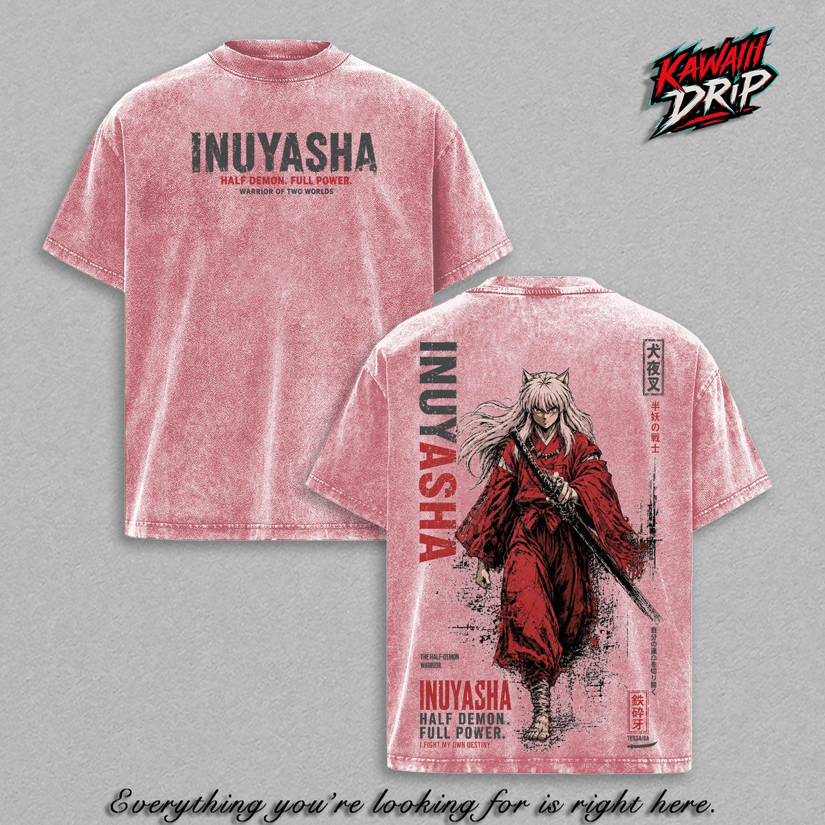 Inuyasha Tessaiga Warrior Anime Vintage Washed Tee