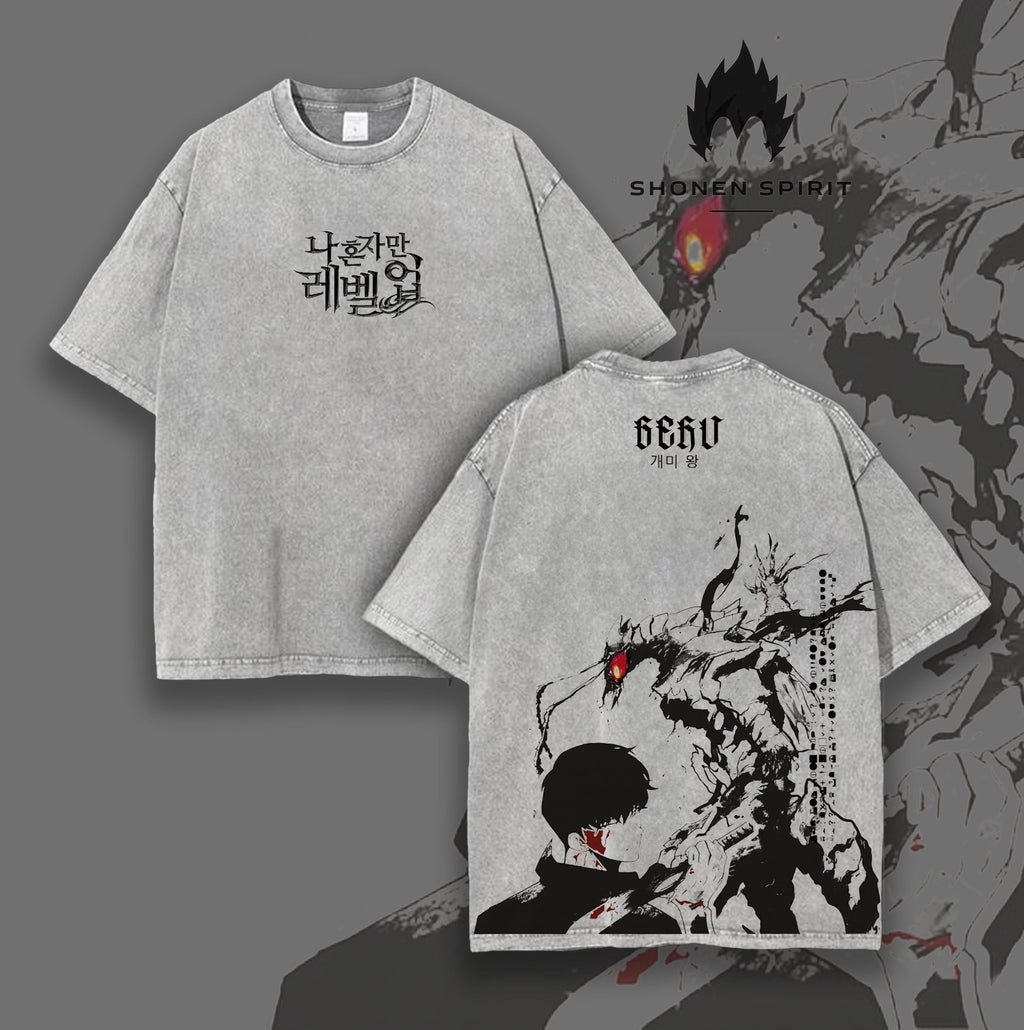 Beru x Sung Jin Woo Solo Leveling Anime Vintage Washed Tee