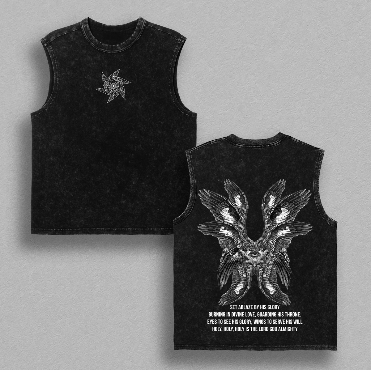 Seraphim Angel Set Ablaze by His Glory Christian Vintage Washed Tee