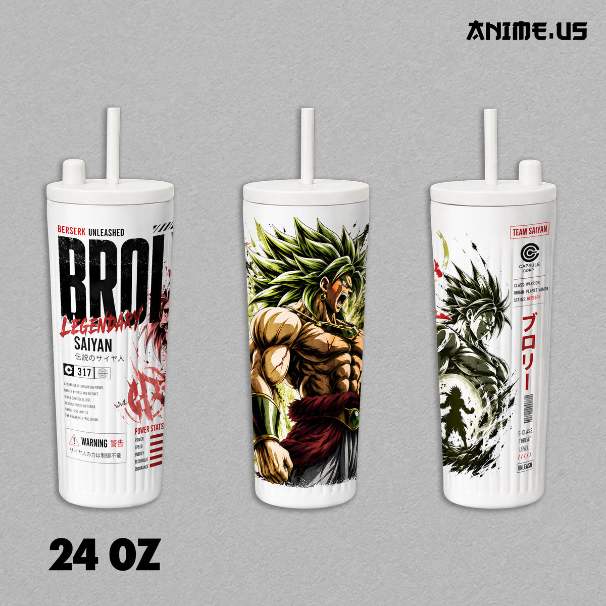 Broly Legendary Super Saiyan DBZ Anime Tumbler 17oz 24oz 30oz