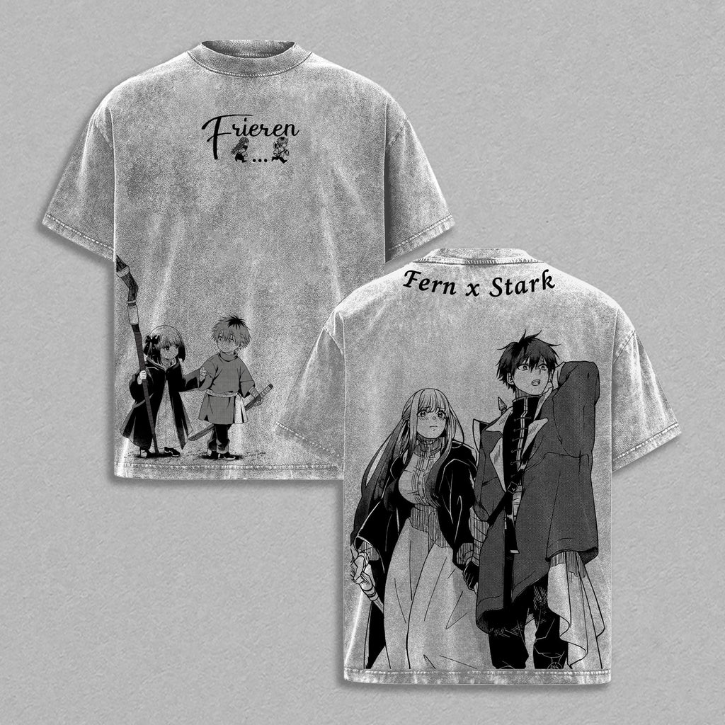 Fern x Stark Frieren Beyond Journey’s End Anime Vintage Washed Tee