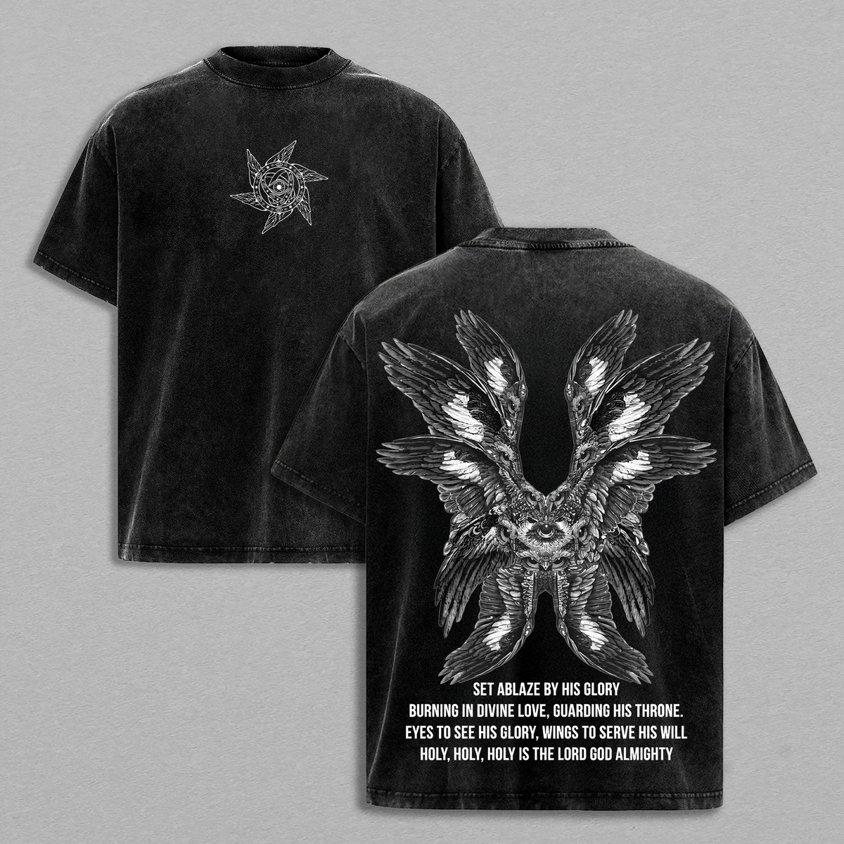 Seraphim Angel Set Ablaze by His Glory Christian Vintage Washed Tee