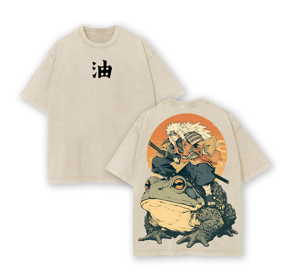 Jiraiya- Naruto Anime Double Printed Vintage Washed Tee