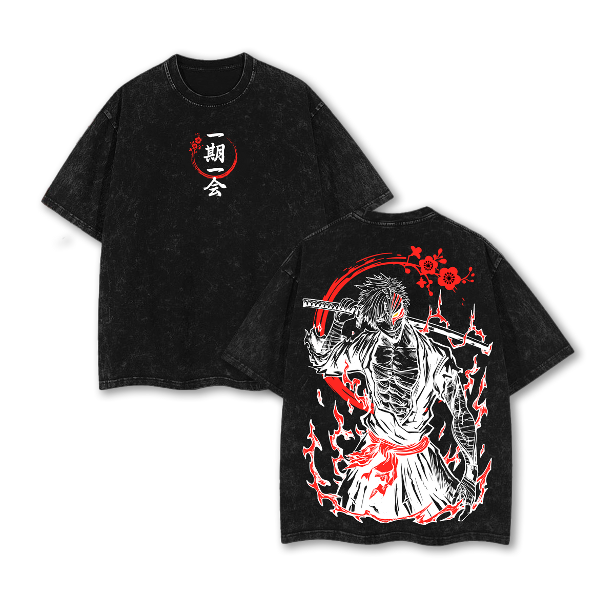 Ichigo Kurosaki Bankai T-shirt - Bleach Anime Vintage Washed Graphic Tee