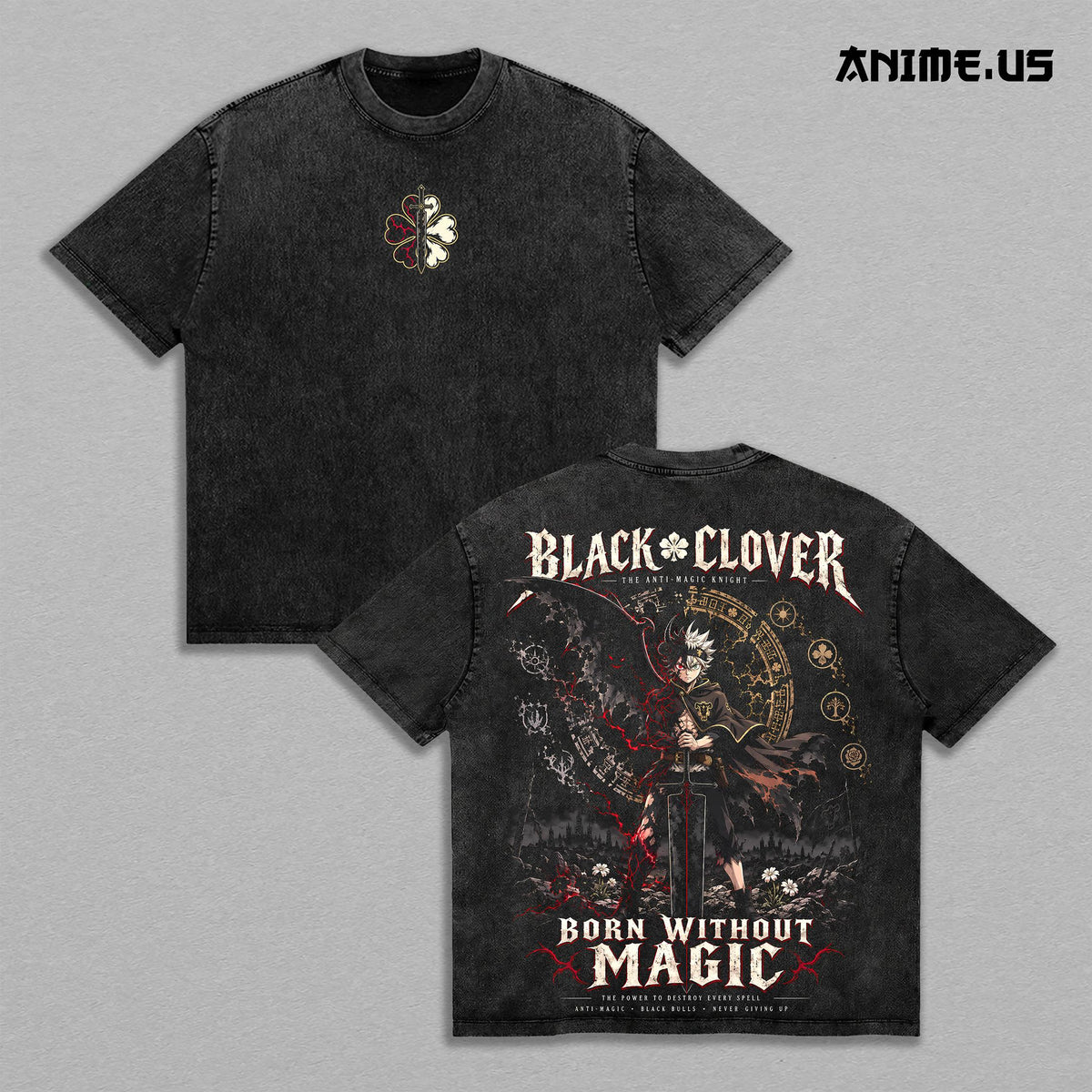 Asta Black Clover Born Without Magic Anime Vintage Washed Tee