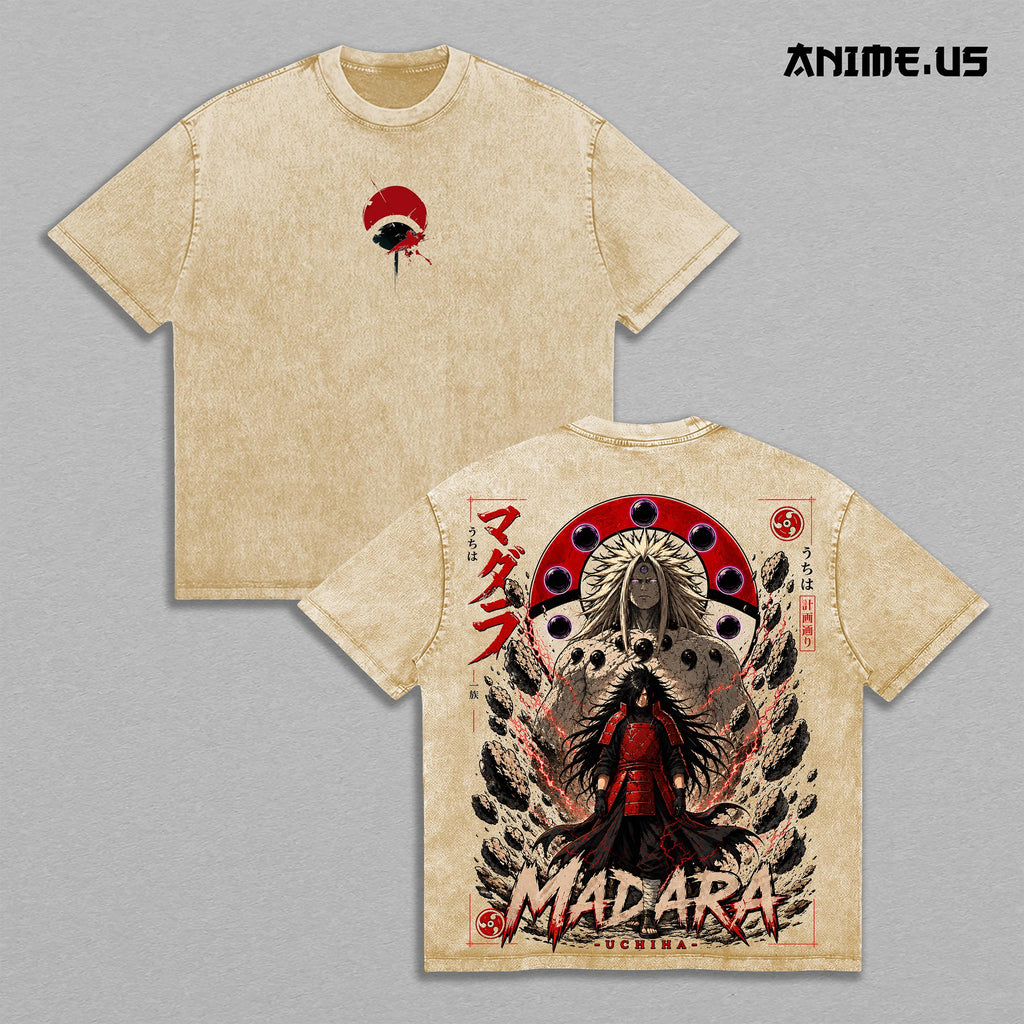 Madara Uchiha Six Paths T-Shirt, Legendary Uchiha Shinobi Anime Graphic Tee, Rinnegan Vintage Washed Oversized Shirt, Heavyweight Manga Streetwear