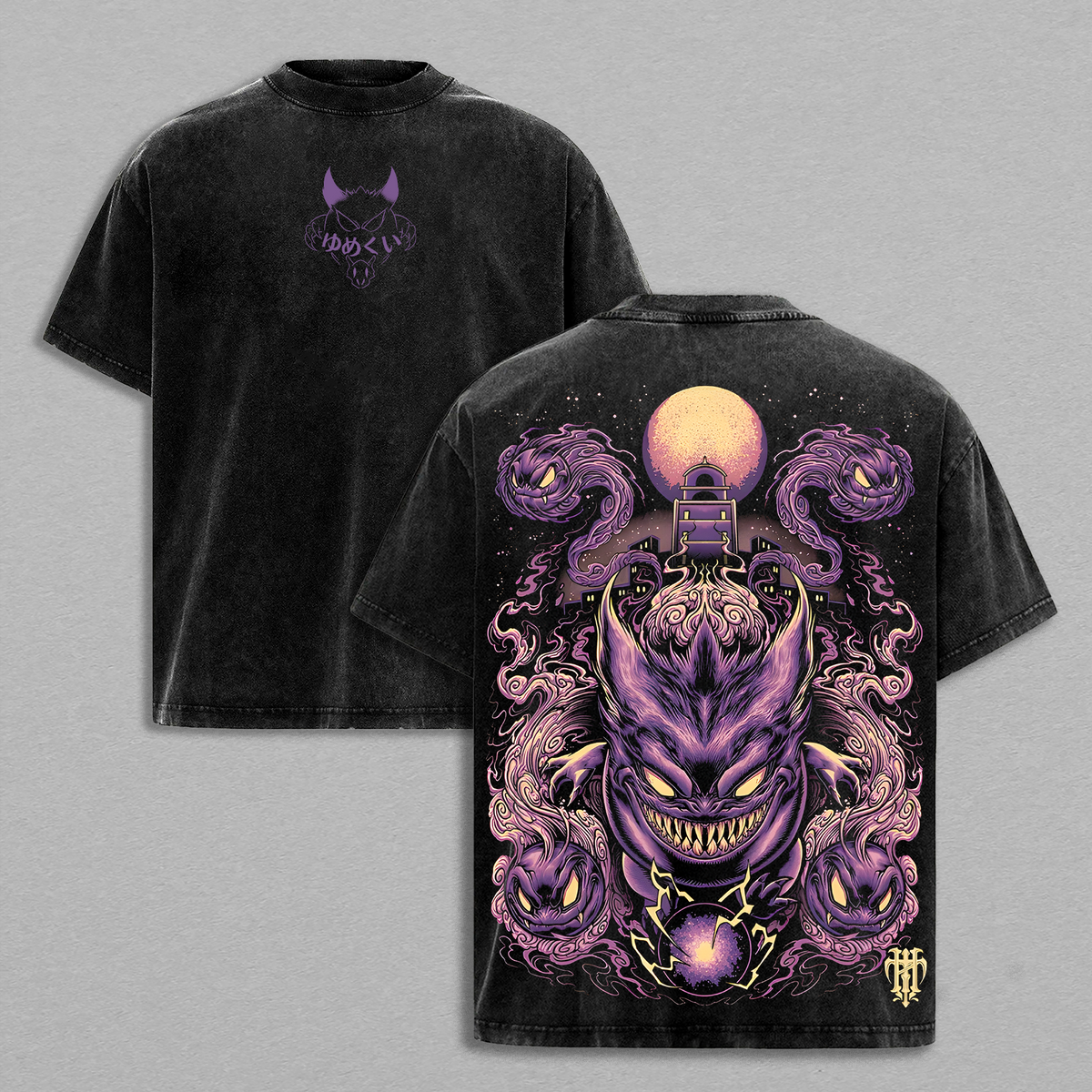 90s Gengar Ghost Lavender Town Legend Anime Vintage Washed Tee