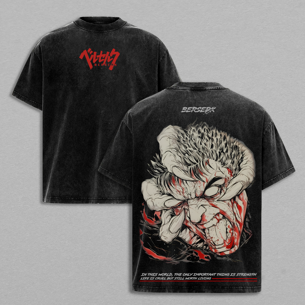 Guts Berserk Black Swordsman Anime Vintage Washed Tee