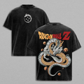 DBZ Shenron V2 Vintage Washed Oversize T Shirt Anime Streetwear Graphic Tee Grey Heavy Cotton Unisex Classic Retro Style Fan Favorite